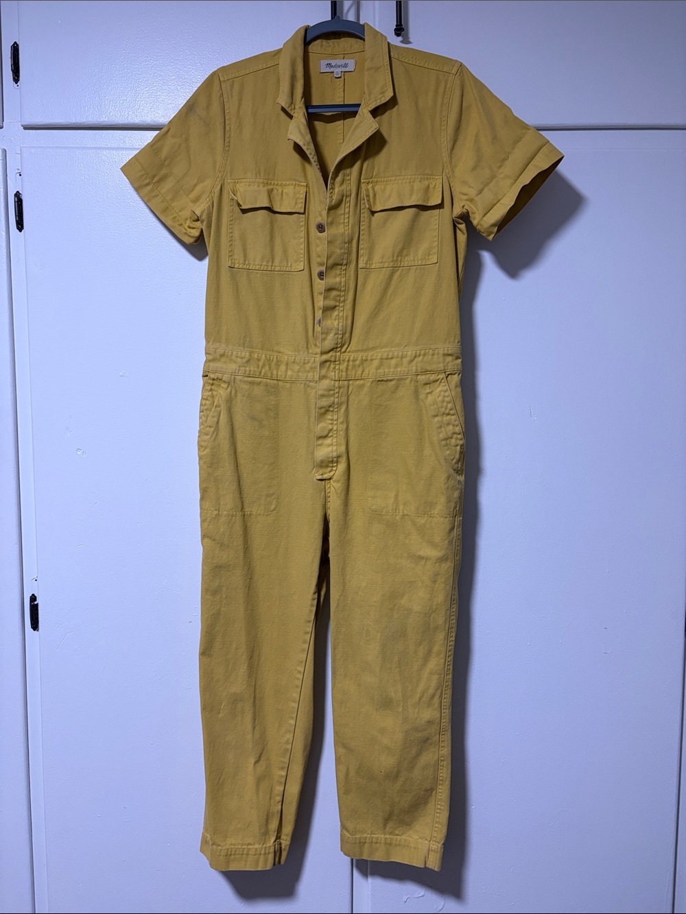Madewell Mustard Yellow Short-Sleeve Utility Jumpsuit